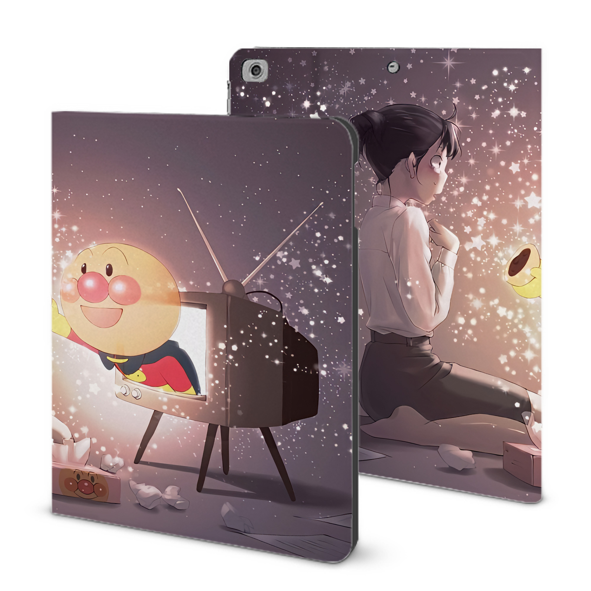 （画像用） アンパンマン Anpanman IPad ケース ブック型 PUレザー TPU 耐衝撃 軽量 薄型 ペン収納なし 全面保護 IPad 各モデル対応